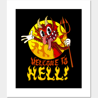 Blackcraft Satan Lucifer Vintage Cartoon Welcome to Hell Posters and Art